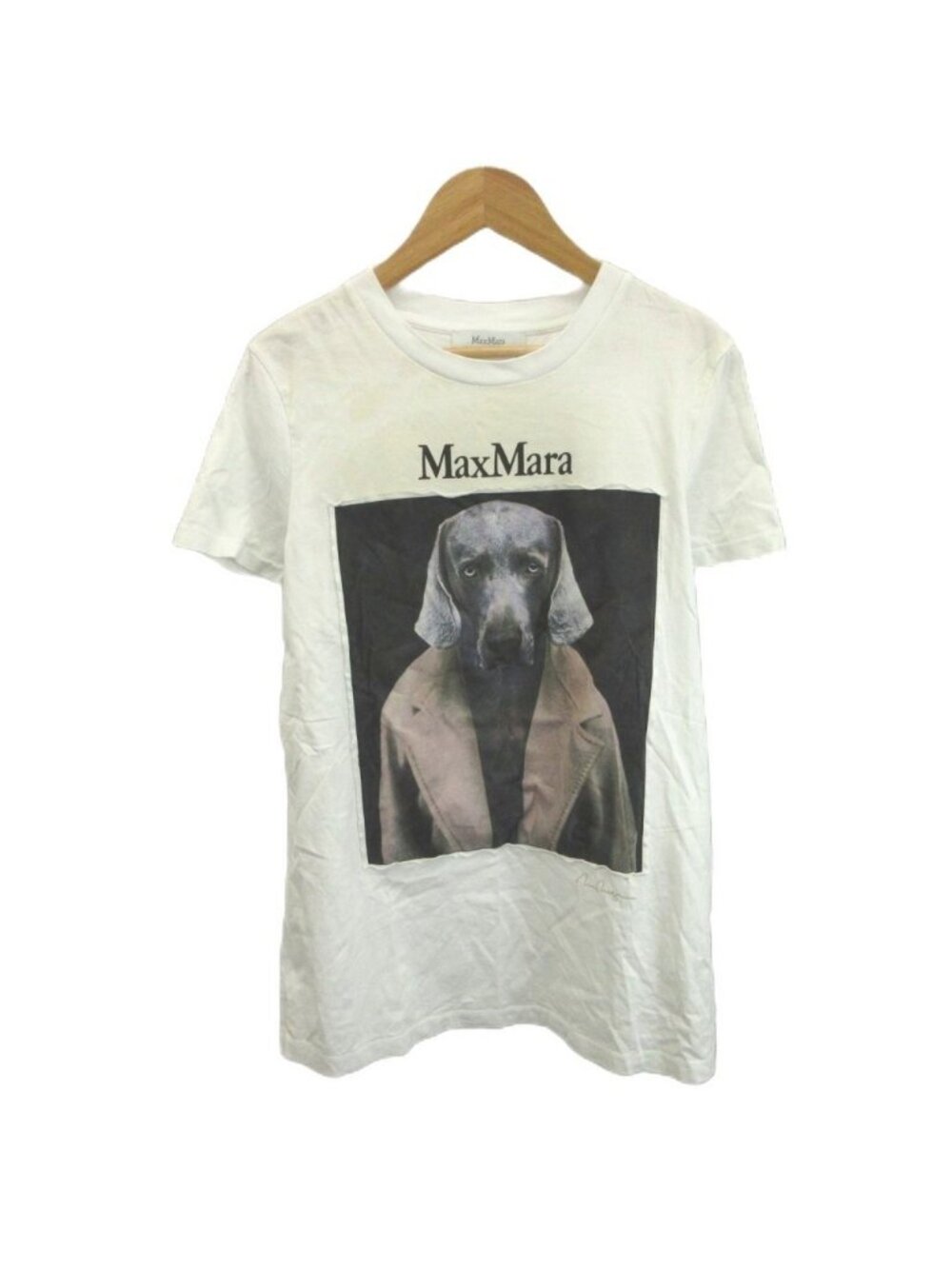 Max Mara 24 AW T-Shirt White Dog Print Short Sleeve Round Neck 6 50 M